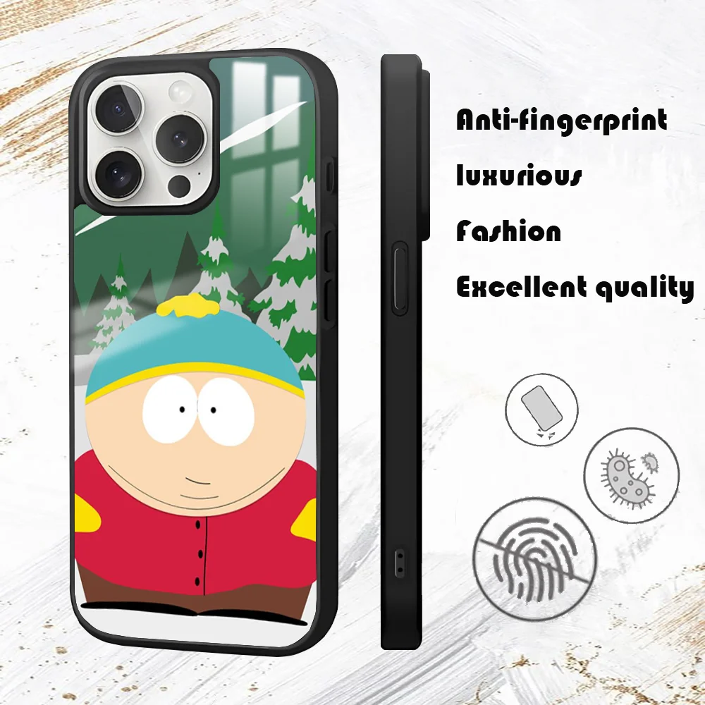 Cartoon S-South P-Park Phone Case For iPhone 16 15 14 13 12 11 Pro Max Plus Mini PC Mirror Fashion  phone case