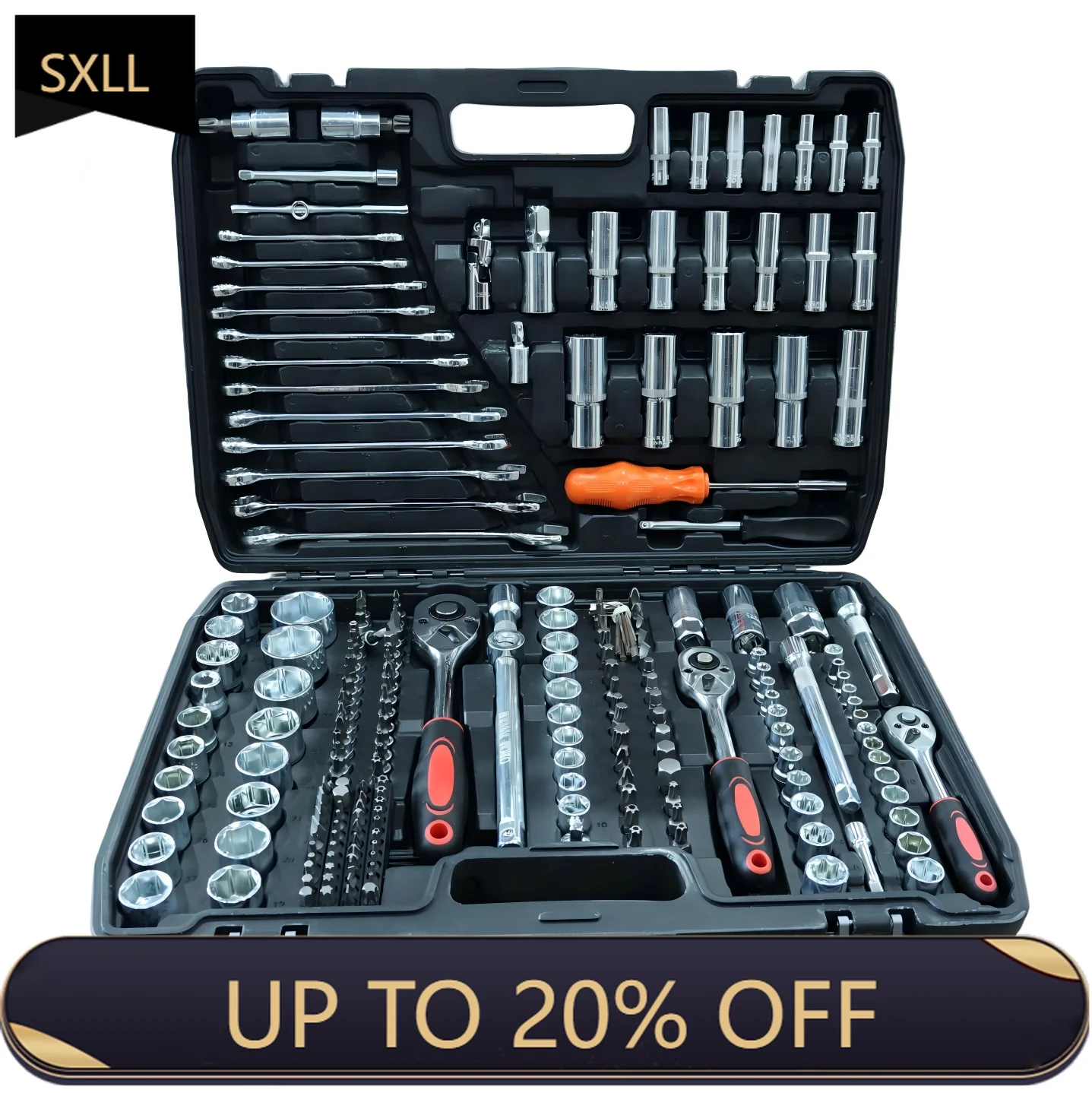 

SXLL 216 Piece Professional Vehicle Sleeve Set 1/4 3/8 1/2 "Wrench Drive Ratchet Wrench Auto Repair Mechanical Manual Kit