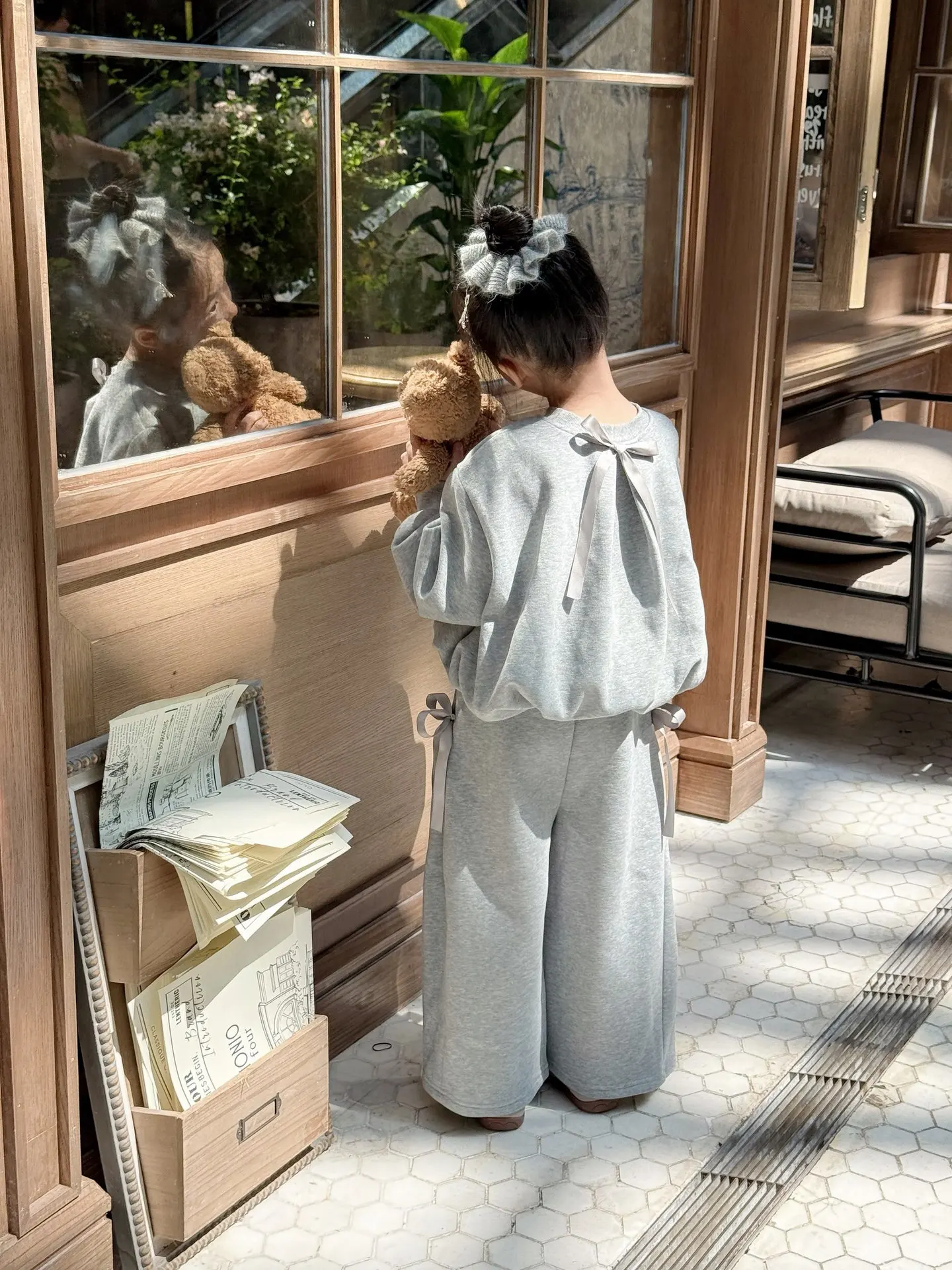 الفتيات الخريف الشتاء الرياضة القوس المخملية مجموعة 2025 جديد الأطفال طفل الفتيات أنيق السراويل واسعة قطعتين مجموعة #4