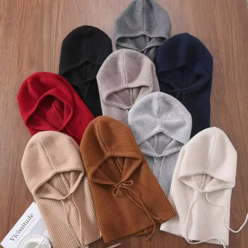 

Шерстяная вязаная шапка с утеплителем для шеи, утолщенная, осенне-зимняя, комплект из шапки и шарфа, для повседневной носки, с длинными рукавами, стандартный крой