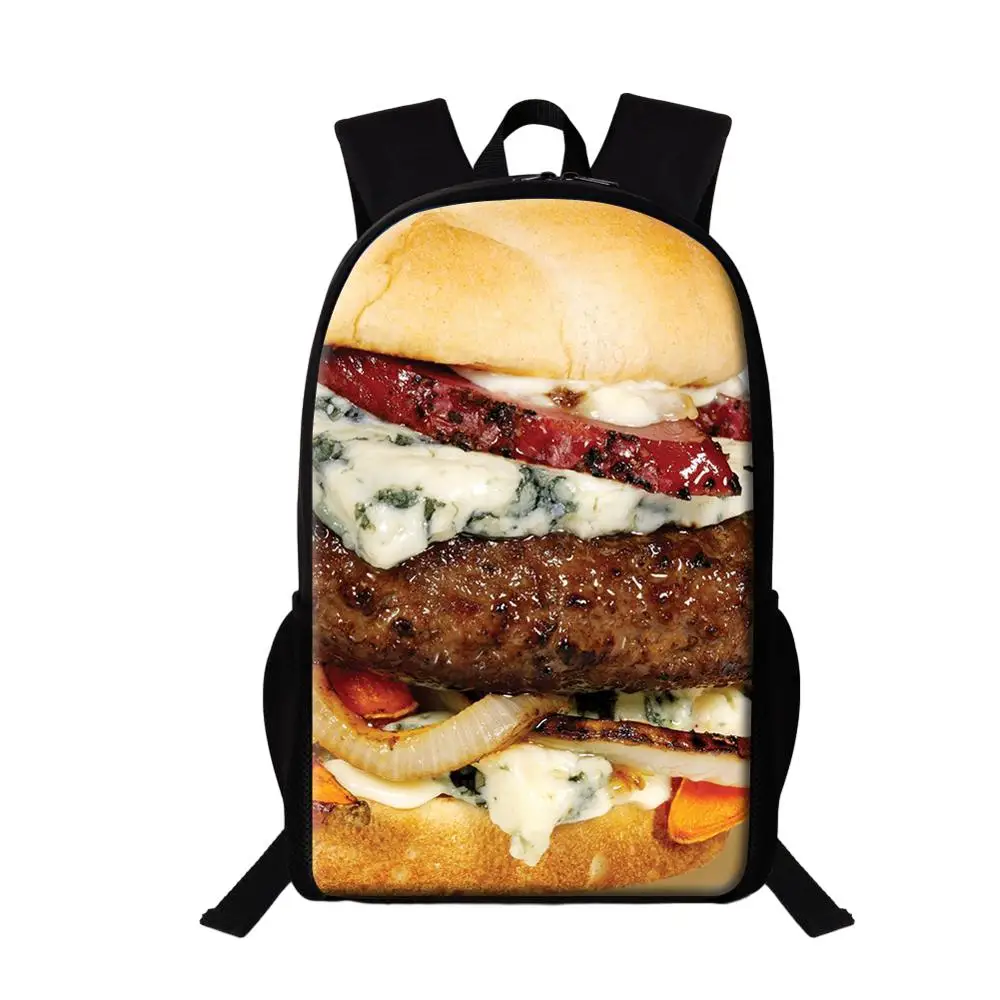 Mochila multifuncional con estampado de hamburguesa para Niño, Niña y Adolescente, mochila escolar para jardín de infantes, Cola, Pizza, hamburguesa