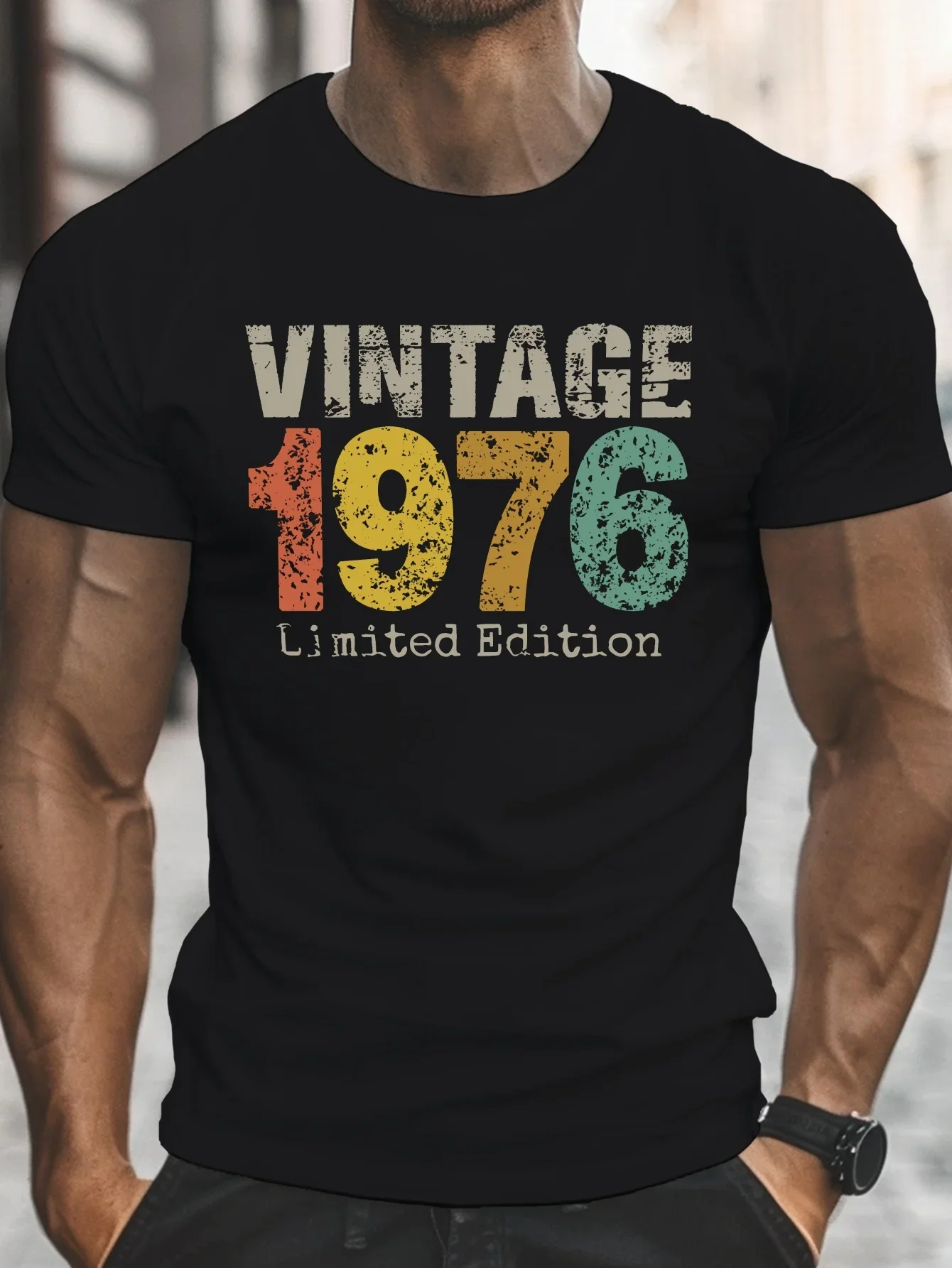 

1976 Vintage Limited Edition Print Men'S Short Sleeve Crew Neck T Shirt a Comfortable And Lightweight Casual Top for Summer