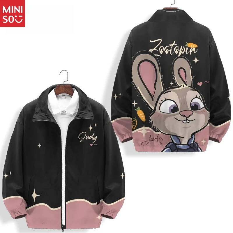 

Miniso Zootopia Judy Nick Jacket, Couple Print Cardigan, Thick Collarless Coat