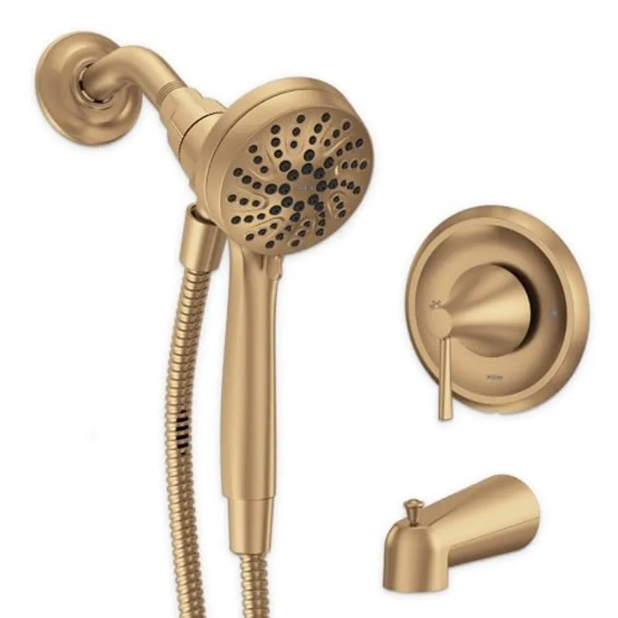

Ronan Bronzed Gold Single-Handle Modern Tub and Shower Faucet with Handheld Rain Shower Spray Head Shower Handle Tub Spout and