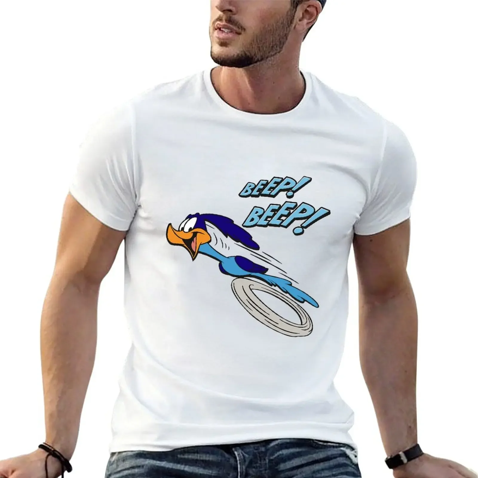 roadrunner running cartoon T-Shirt quick drying korean fashion oversized mens plain t shirts