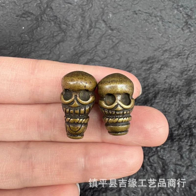 Tibetan-style brass small skull three-way connector accessory for bracelets, necklaces, beads, and Buddhist pendants