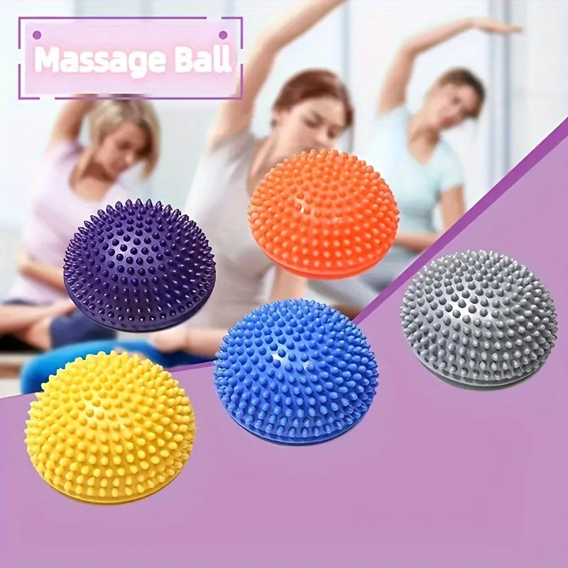 1pc Fitness Yoga Ball, PVC Sensory Training Ball, Half Round Ball, Balance Training Ball, Tactile Massage Ball