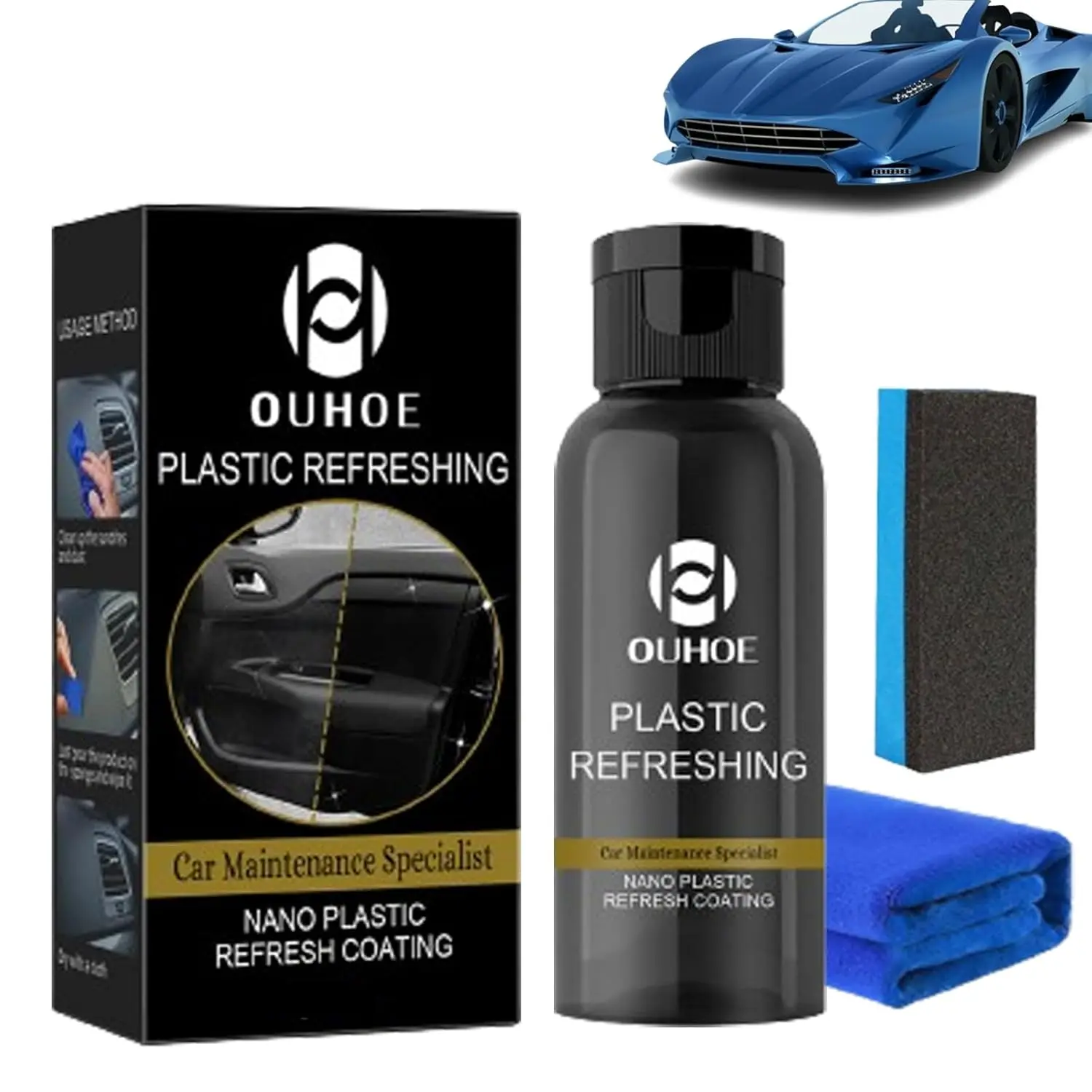 Ouhoe Plastic Refreshing, Car Plastic Plating Refurbishing Agent, Plastic Revitalizing Coating Agent, Ultimate Plastic Renovator