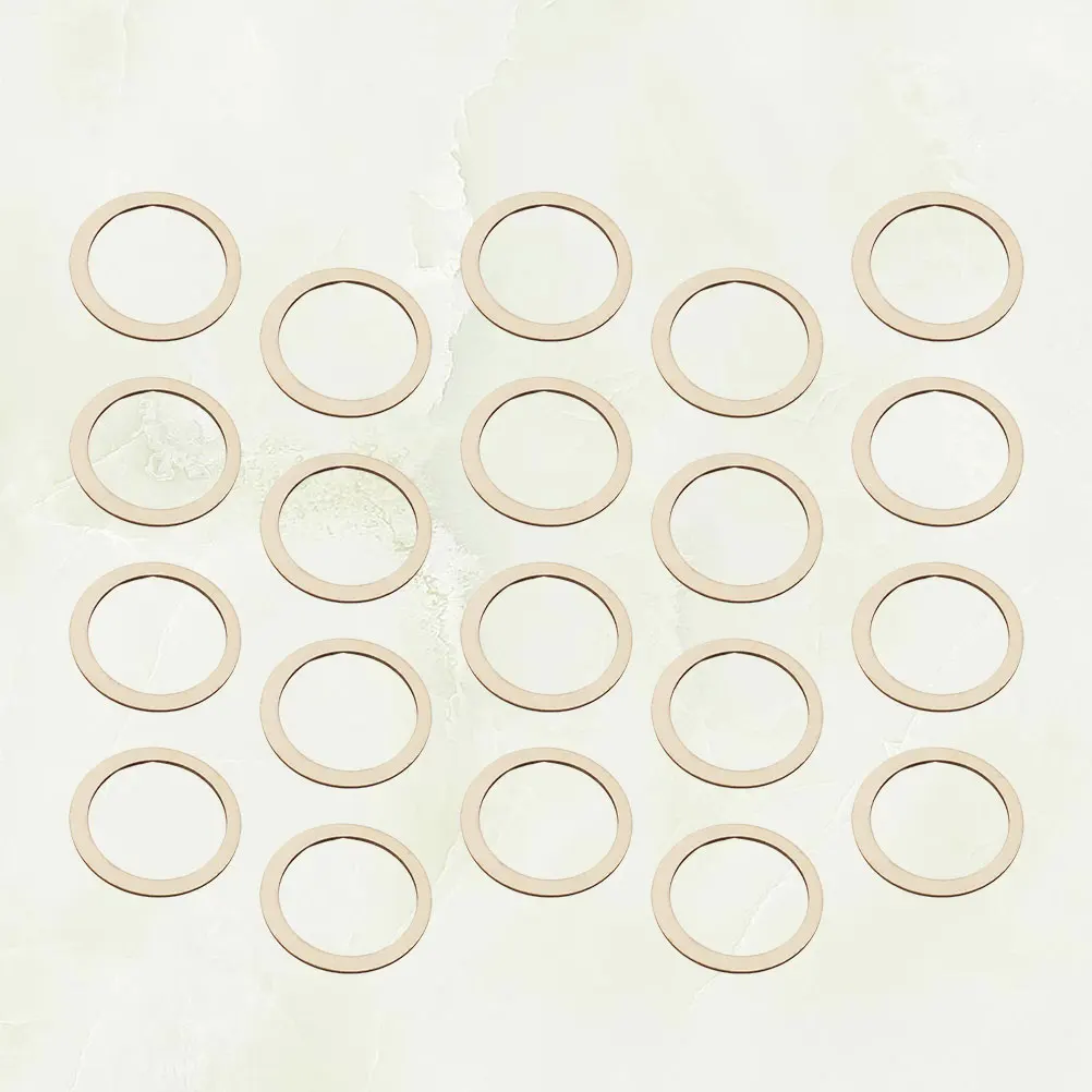 

50Pcs Light Yellow Wooden Circle Wood Piece Decor Round Craft Accessories For Pendant Art Supplies Tools