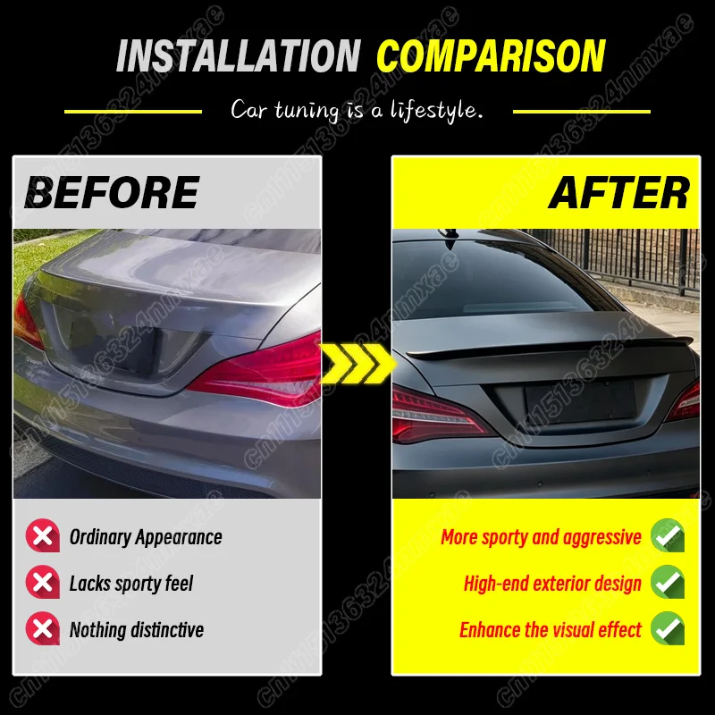 For Mercedes-Benz CLA C117 CLA180 CLA200 CLA45 AMG 2013 2014 2015 2016 2017 2018 2019 Car Rear Spoiler Exterior Modification Kit