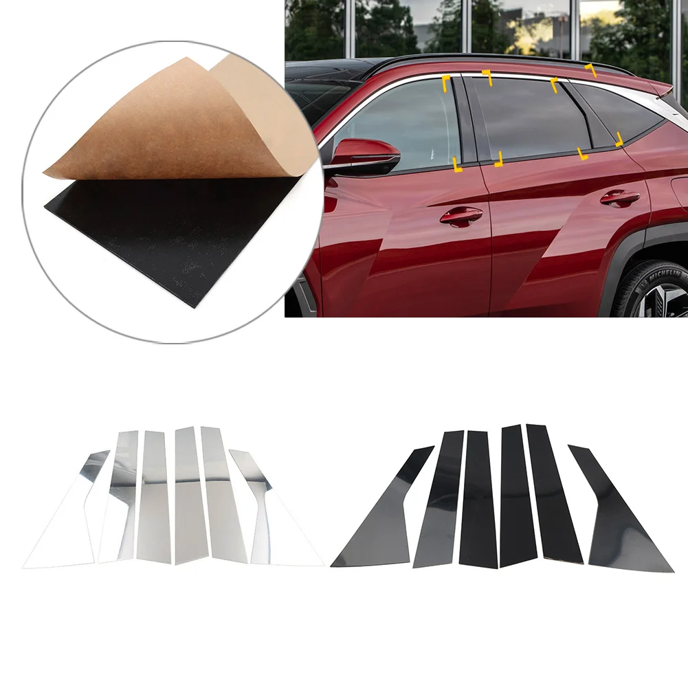 

6 Pcs Car Door Window Pillar Post Cover Trim Kit For Hyundai Tucson NX4 2021 2022 2023