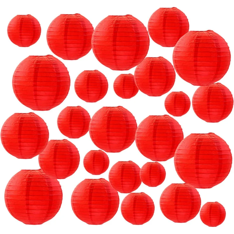 Linterna de papel redonda China Roja, suministros de fiesta festiva, Navidad, Halloween, Año Nuevo, boda, Baby Shower, Decoración de cumpleaños