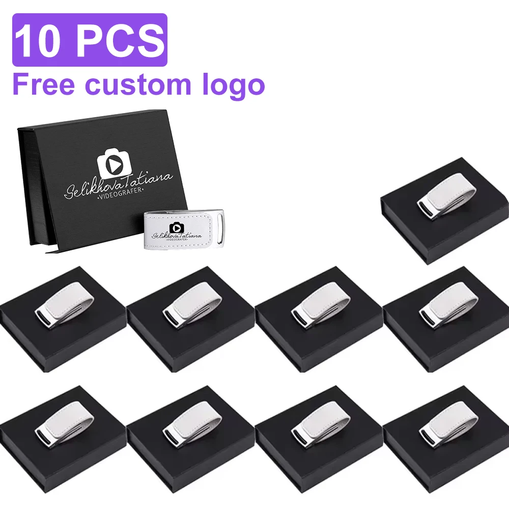

10PCS/LOT New Shell Pattern Leather USB flash drive 128GB 64GB Personalized Custom Flash Drive Photography Studio Wedding Gift