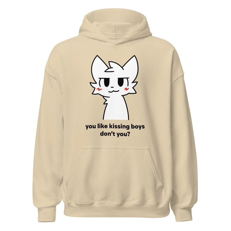 Funny Hoodie Boykisser Meme Furry Femboy LGBTQ Pride Weeb Waifu Anime Bisexual Fursona Kawaii Unisex Streetwear Trendy Gift