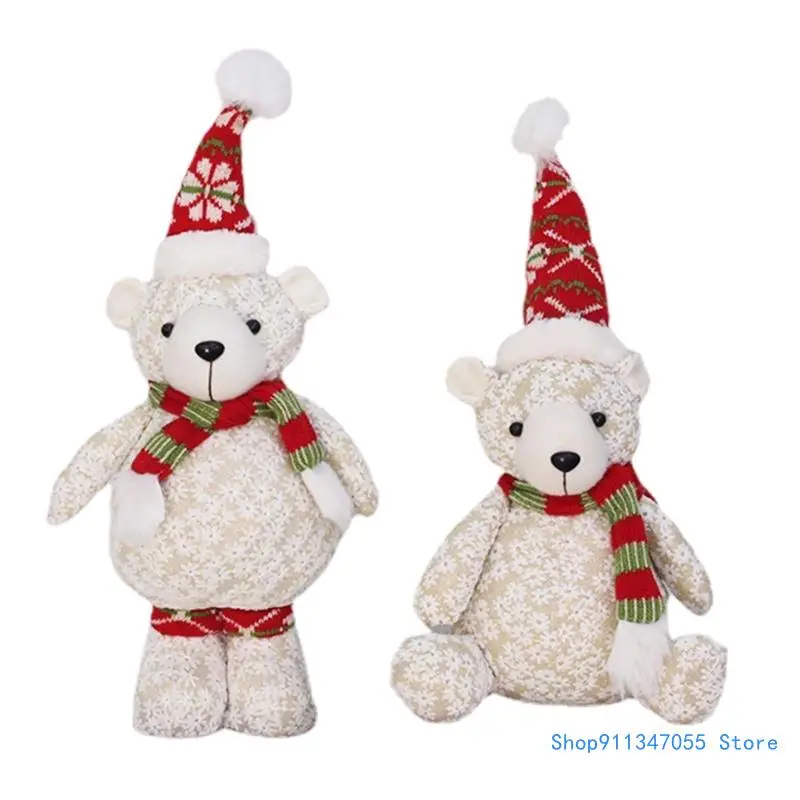 Scandinavian Polarbear Stuffed Toy Figurine Christmas Figure for Doll Party Prop Drop shipping