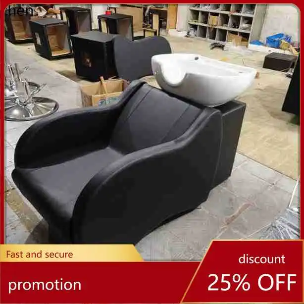 

HXL Ceramic Basin Semi-Reclining Massage Head Therapy Shampoo Bed Hair Salon Multi-Functional Washing Bed