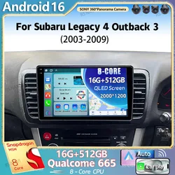 Android 16 For Subaru Legacy 4 Outback 3 2003 - 2009 RHD 2K QLED Stereo Car Radio Multimedia Video Player GPS 4G CarPlay