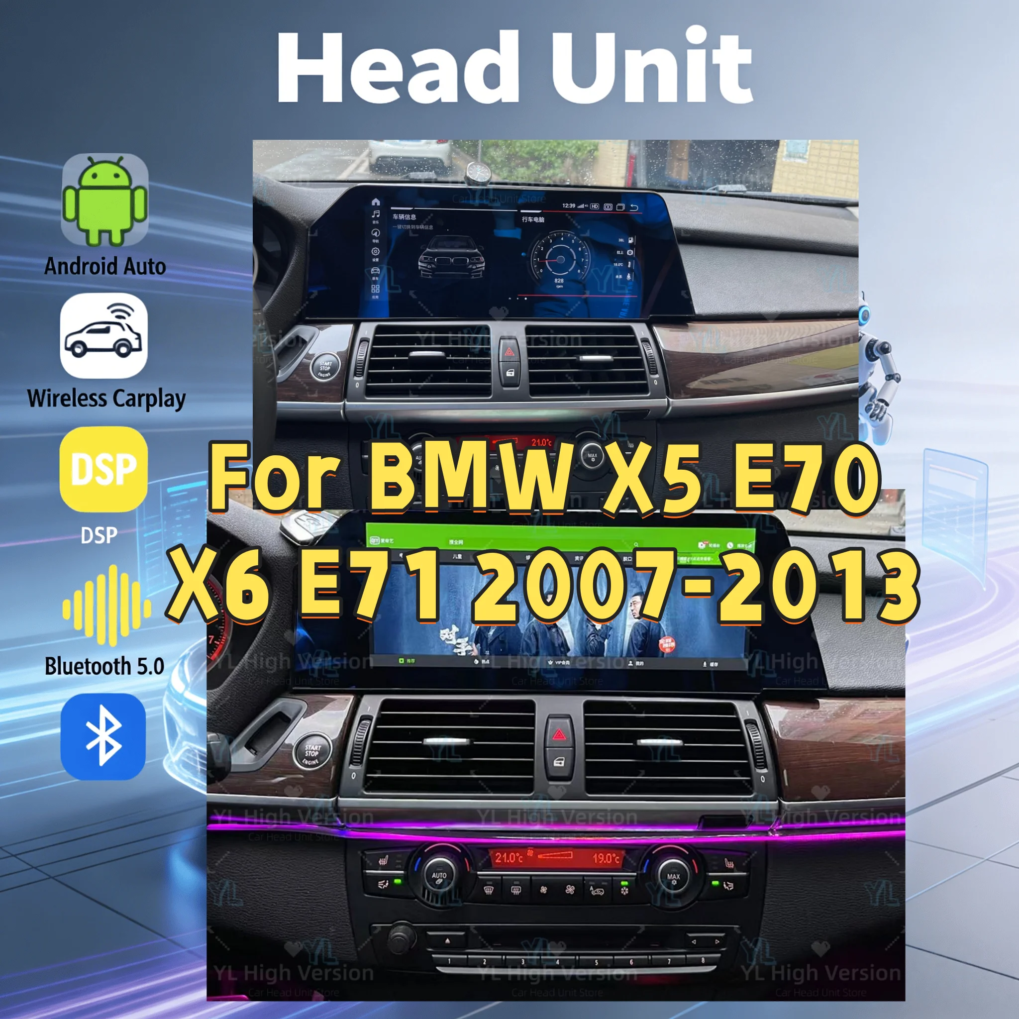 

NEW Android 13 HD Screen For BMW X5 X6 E70 E71 CCC CIC 2007-2013 Car Radio Video Carplay Central Multimedia Stereo Head Unit DSP