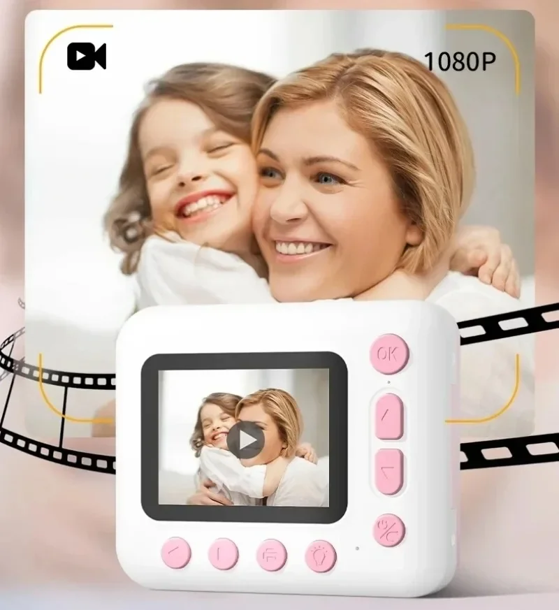 Kids Camera Instant Print 2.4Inch 1080P HD Video Digital Camera Toys Mini Cam Color Display Children Birthday Gift Photography