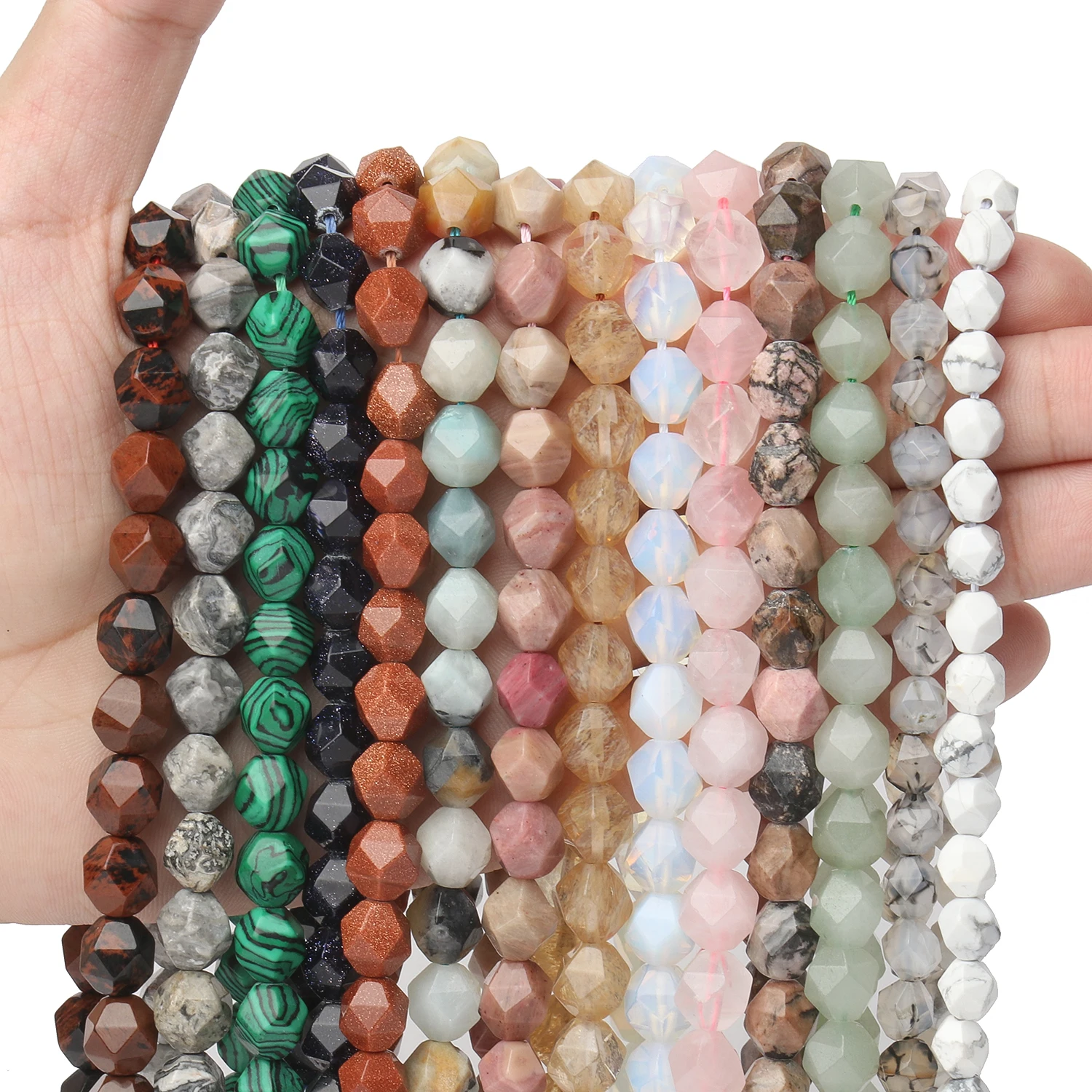 41Style Natural Stone Faceted Beads 6 8 10mm Amazonite Agates Amethysts Turuoqises Round Beads for Jewelry Making Diy Bracelets