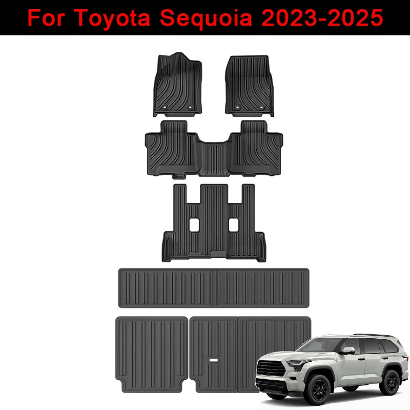 

Car Floor Mat for Toyota Sequoia 2023 2024 2025 TPE Floor Mats Trunk Mats 3D Cargo Liner Mat Waterproof Anti-Slip Foot Pads
