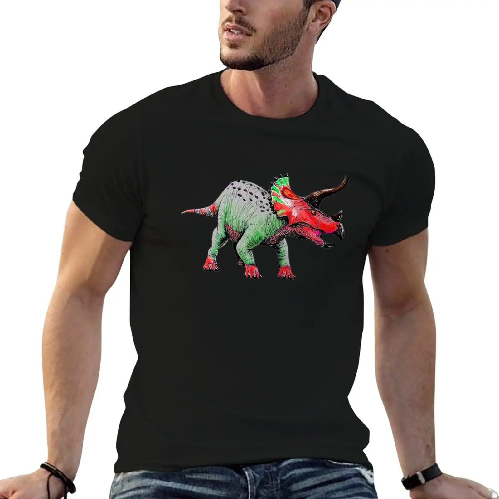 Alpha Triceratops horridus T-Shirt boys whites Short sleeve tee plain black t shirts men