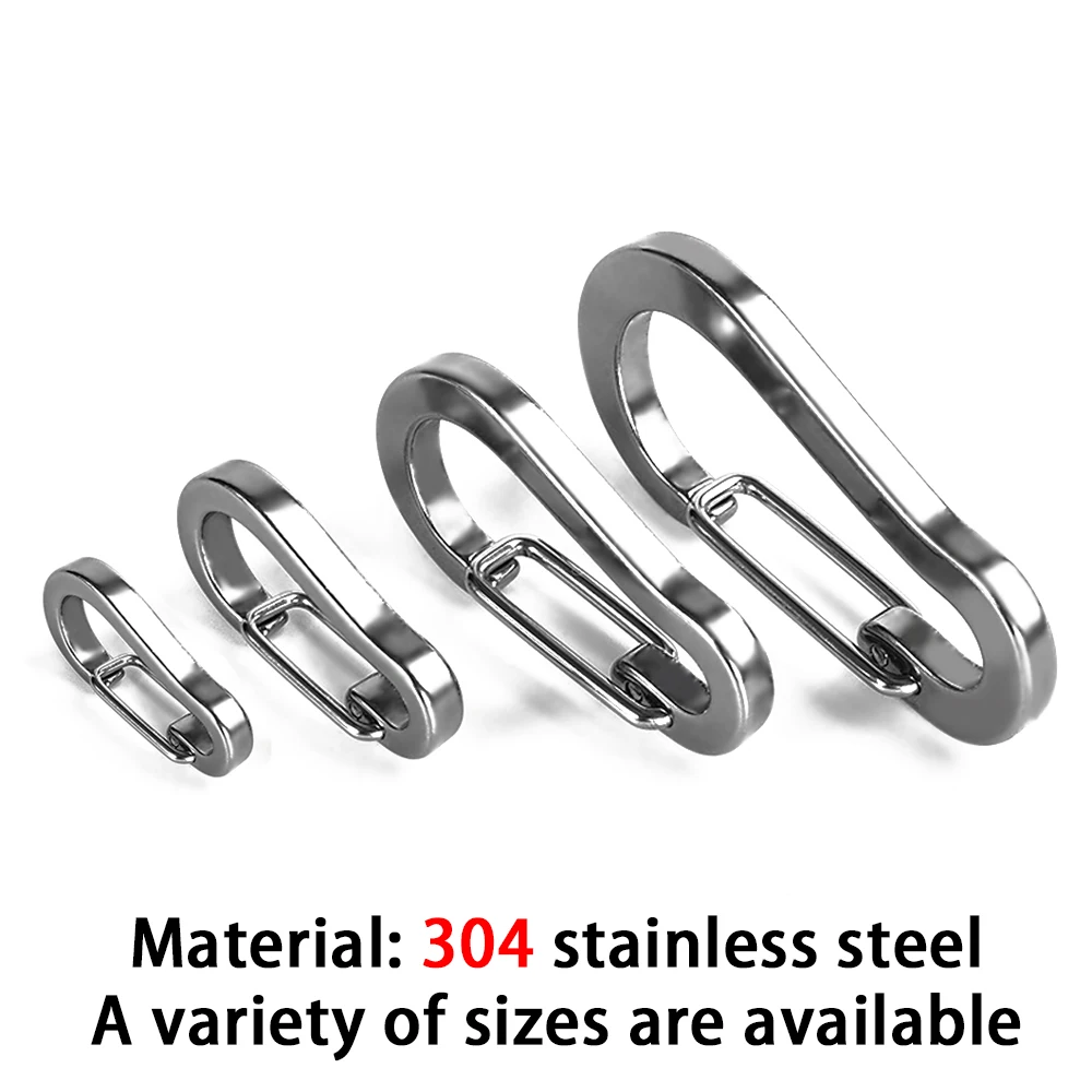 2/5/10pcs 304 Stainless Steel Keychain Quick Connect Ring Outdoor Camping Hiking Buckle D-Type Mini Backpack Buckle Clips Tools