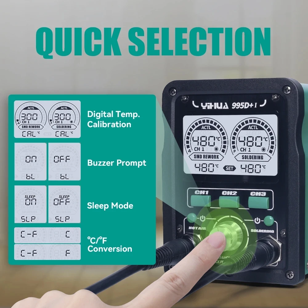 Soldering Station YIHUA 995D+SMD With Pluggable Hot Air Gun Soldering iron BGA Rework Station Phone Repair Welding Station