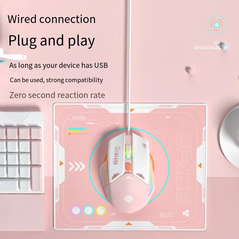 Mode E-Sport Gaming Maus verkabelt USB stumm ergonomische Büromaus geeignet für Desktop-Computer Laptop