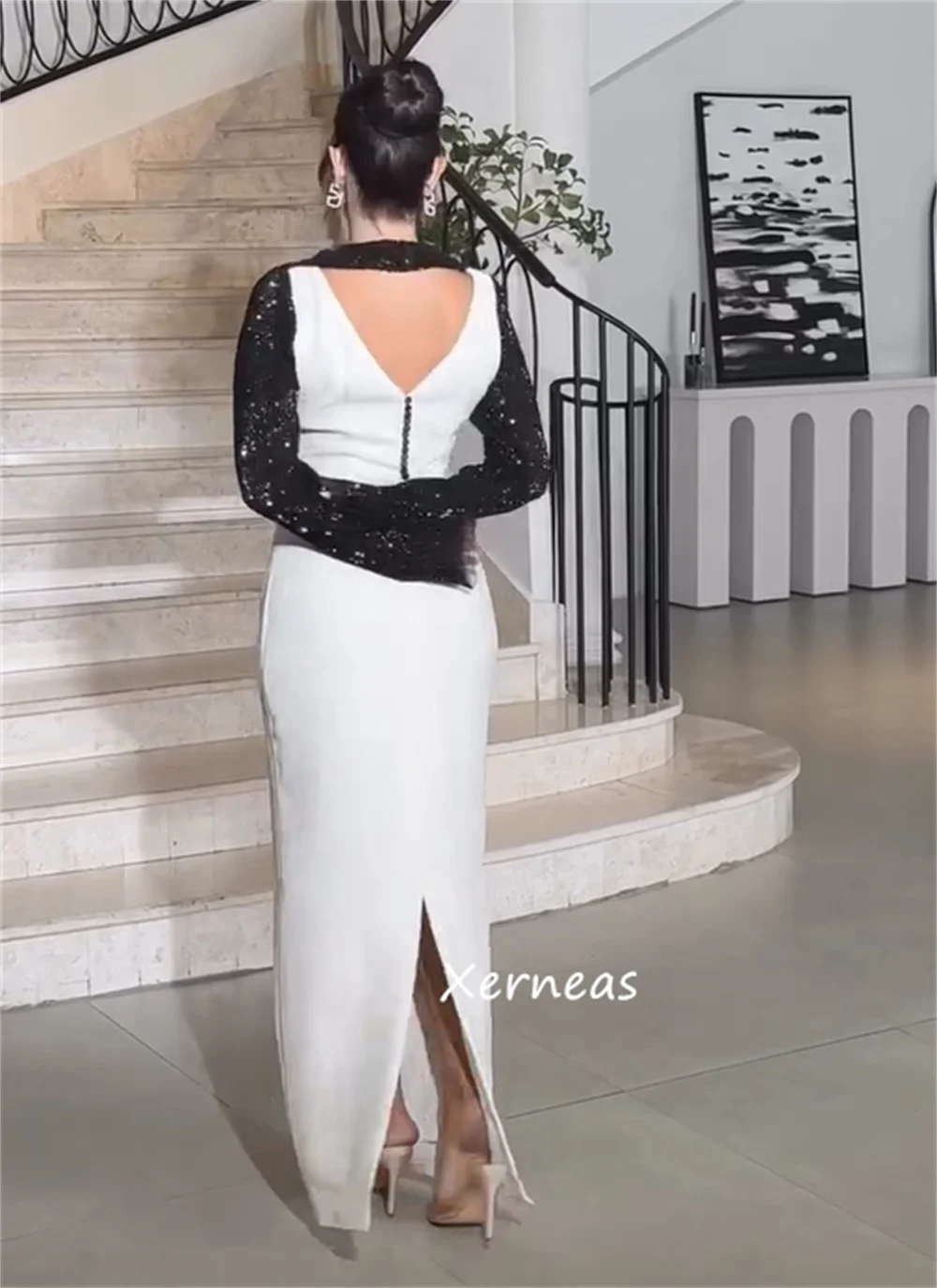 ชุดเดรสยาวคอวีทรงตรงจับจีบแบบเจอร์ซีย์คุณภาพสูงสั่งตัดได้สำหรับโอกาสพิเศษ งาน Quinceanera มีไซส์ให้เลือก