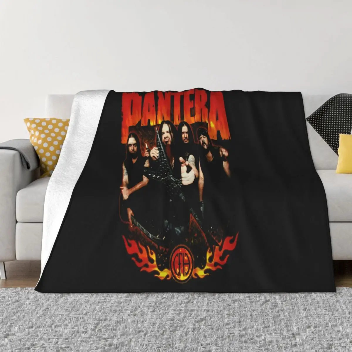 Pantera Flames Black New Official Band Merch Present Personality Winter Western Style Designs Aesthetic Throw Blanket