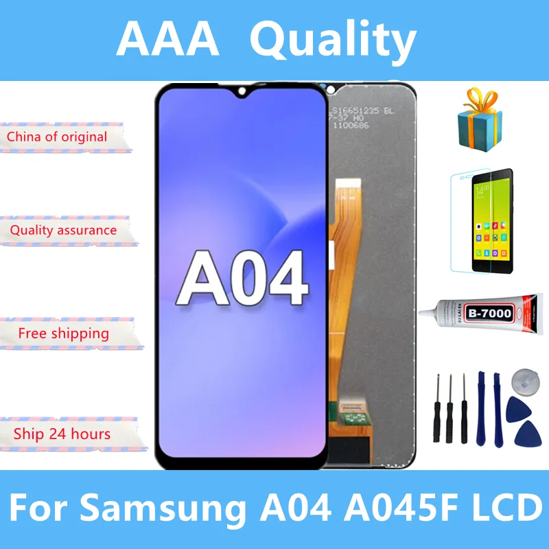 

ЖК-дисплей 6,5 для Samsung A04 A045, ЖК-дисплей с сенсорным экраном и дигитайзером для замены Samsung A045F LCD A045M SM-A045F/DS, протестирован