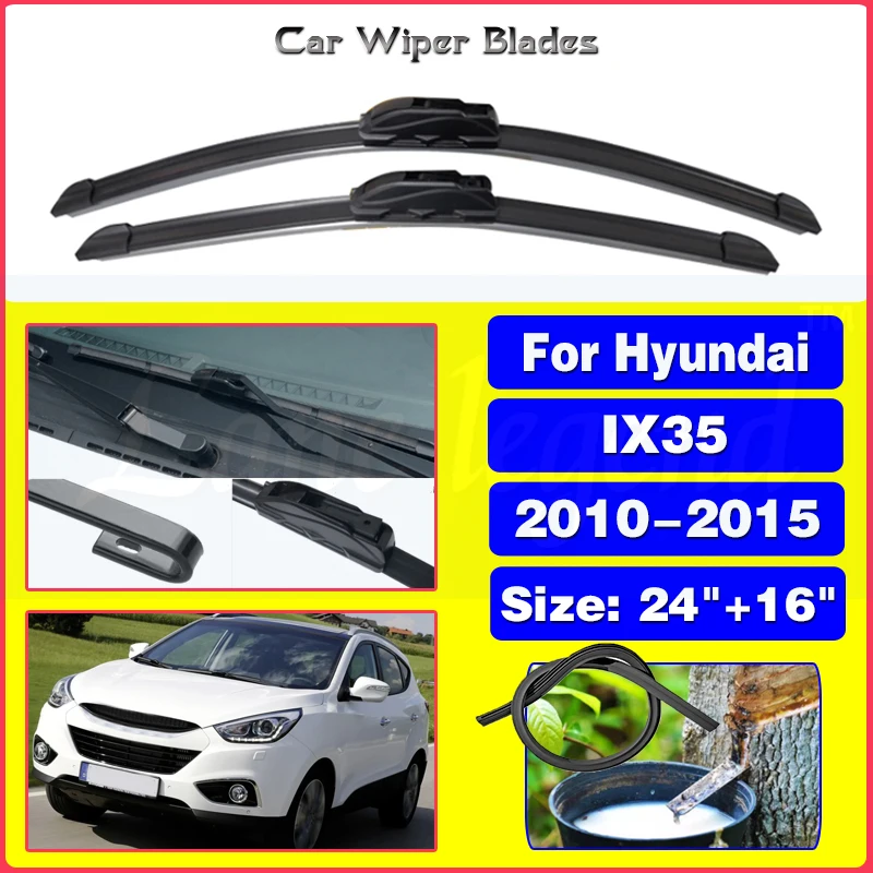 

2pcs Front Windshield Wiper Blades For Hyundai IX35 2010-2015 2010 2011 2012 2013 2014 Windscreen Window Accessories 24"+16"