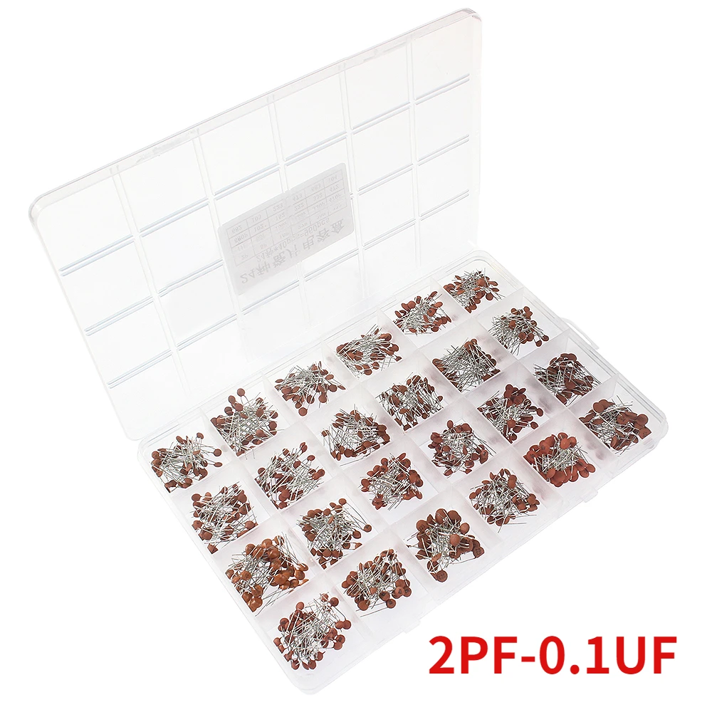 960pcs 24 Types Ceramic Capacitor Set 2pF-0.1uF Electronic Components Capacitors Assorted Kit 10P 100P 102  222 472 103 473 104