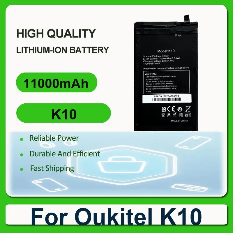 Battery For Oukitel K10 WP8 Pro WP5 S73 HT2749B-S73 REV1.3 WP26 IIIF150 R2022 U7 MAX C15 u10/For Kindo U10 K10000 OUKP 6 c6