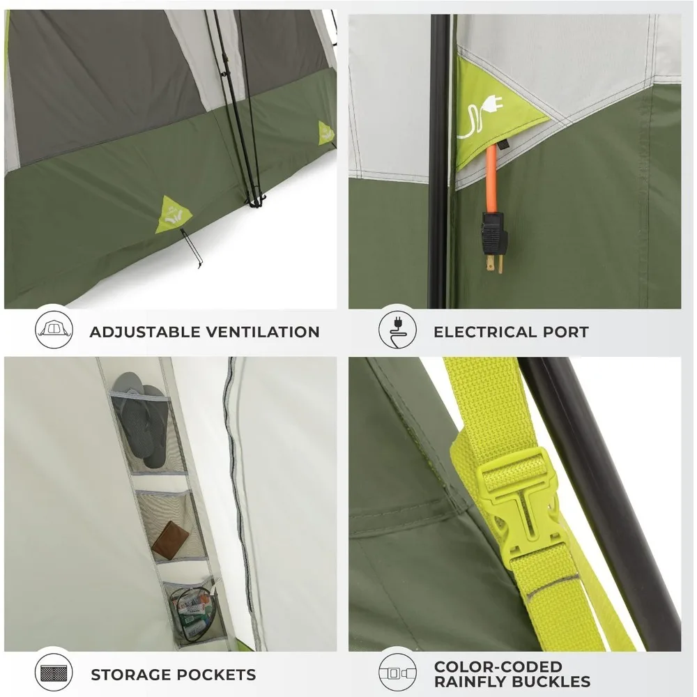 Tienda de campaña de cabina instantánea para múltiples habitaciones, carpa emergente grande con organización para accesorios de Camping al aire libre, familiar