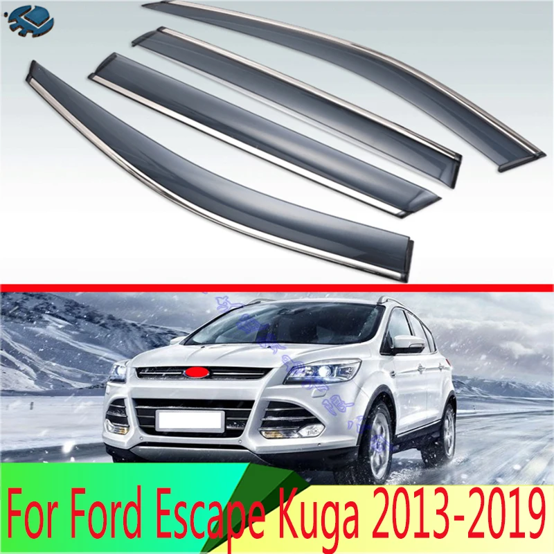 

Для Ford Escape Kuga 2013-2019 пластиковый внешний козырек вентиляционные шторы оконный солнцезащитный дефлектор от дождя 4 шт.