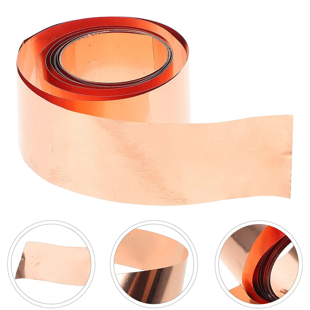 

Pure Copper Foil Strip Metal Sheet Roll Conductive DIY Craft Electrical Repair Flexible Thin Golden Flashing Tool Part