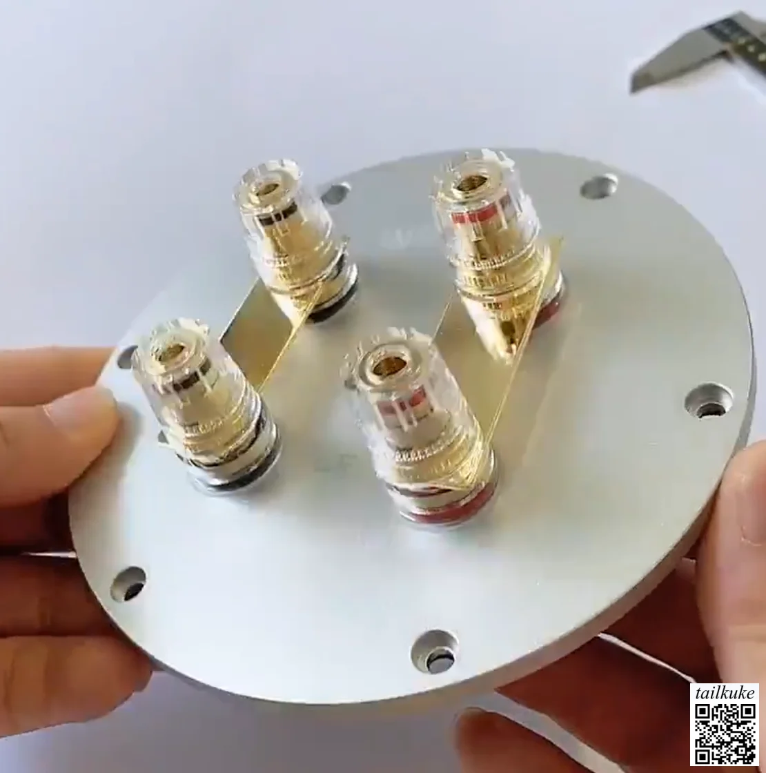 

D130mm 4-position Round Solder-free Pure Copper Speaker Terminal Block, Bi-wiring, Speaker Terminal Box