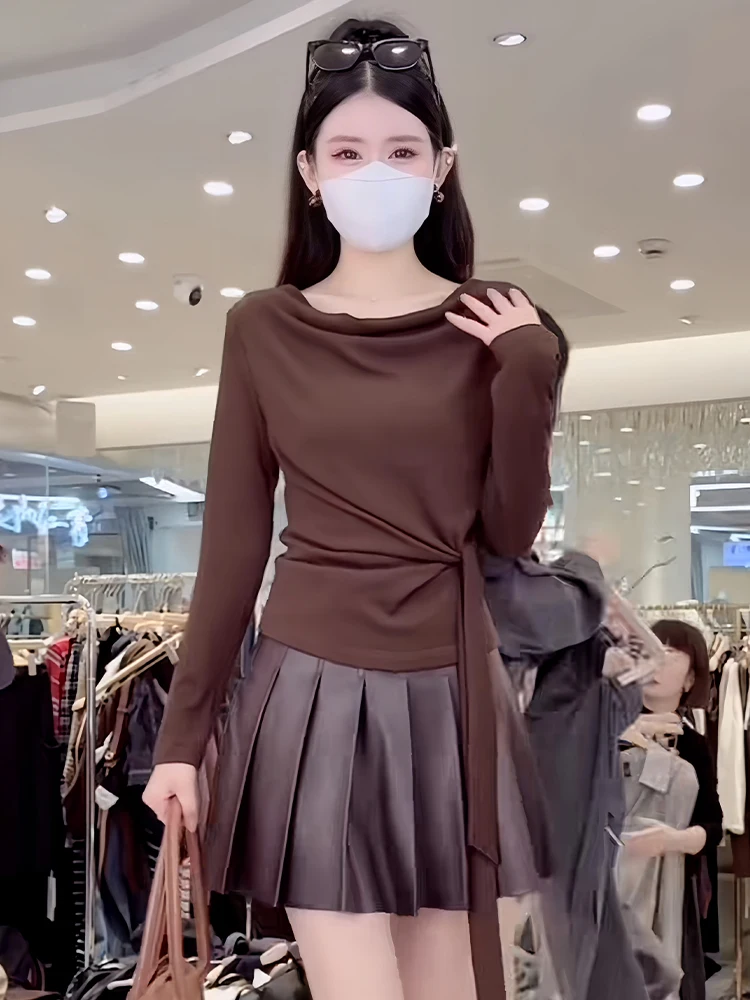 Damska koszulka T-shirt Sli round Ne Long Sve, modna, wysokiej jakości, codzienna odzież na sezon jesieni, oddychająca i wygodna.