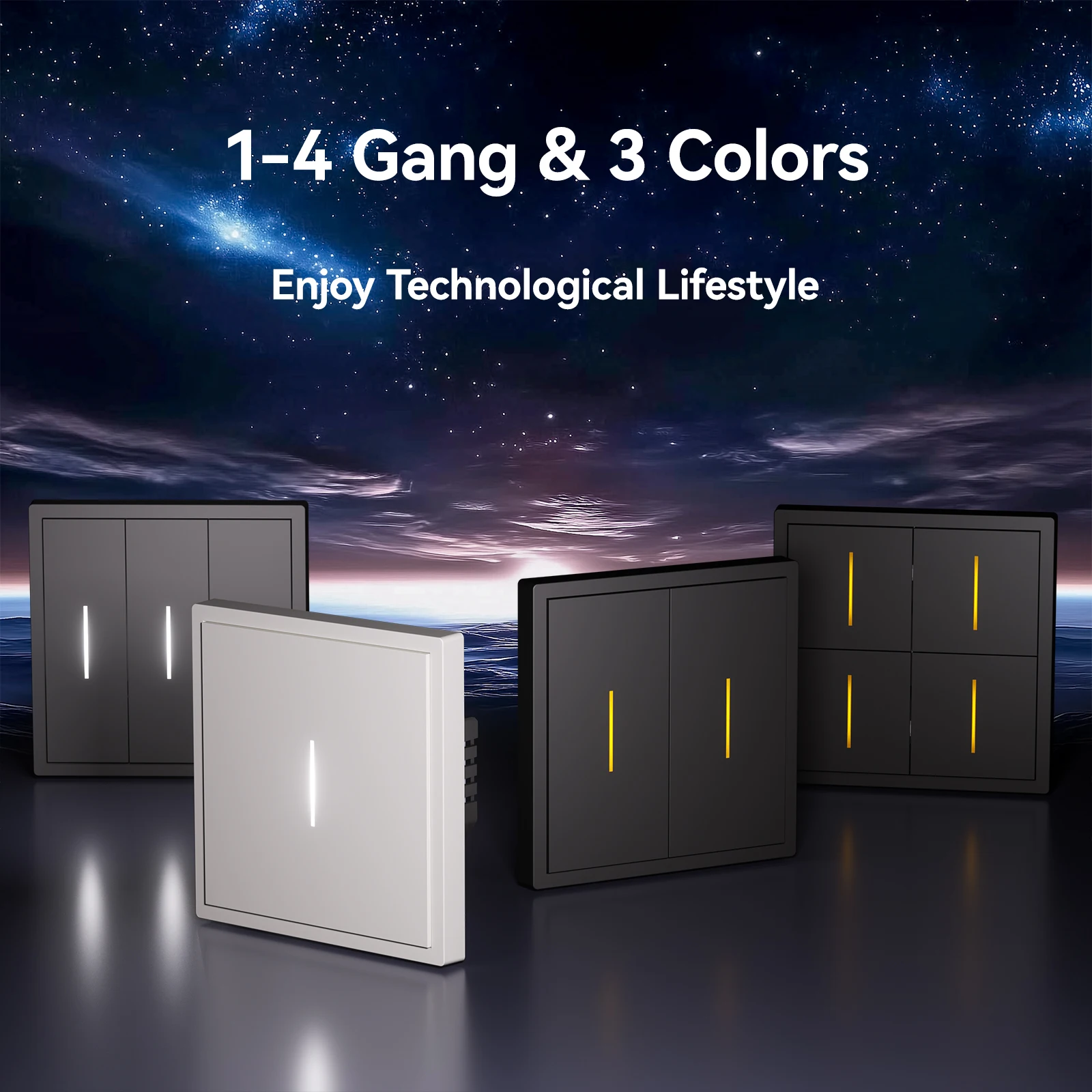 BSEED WIFI Light Switches EU Mechanical Large Button Wall Smart Click Switches Tuya  APP 1/2/3/4Gang Switch Single Live Wire
