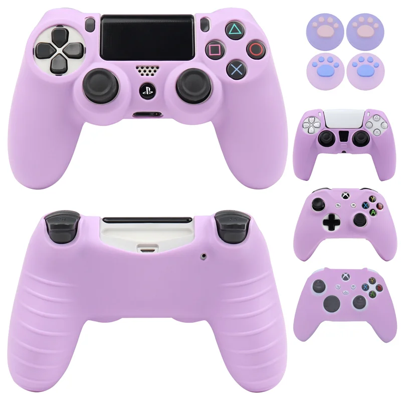 Purple Soft Silicone Protective Case For PS4 PS5 Xbox One S Controller Skin Gamepad Case Cover for Xbox Series X S Control Skin