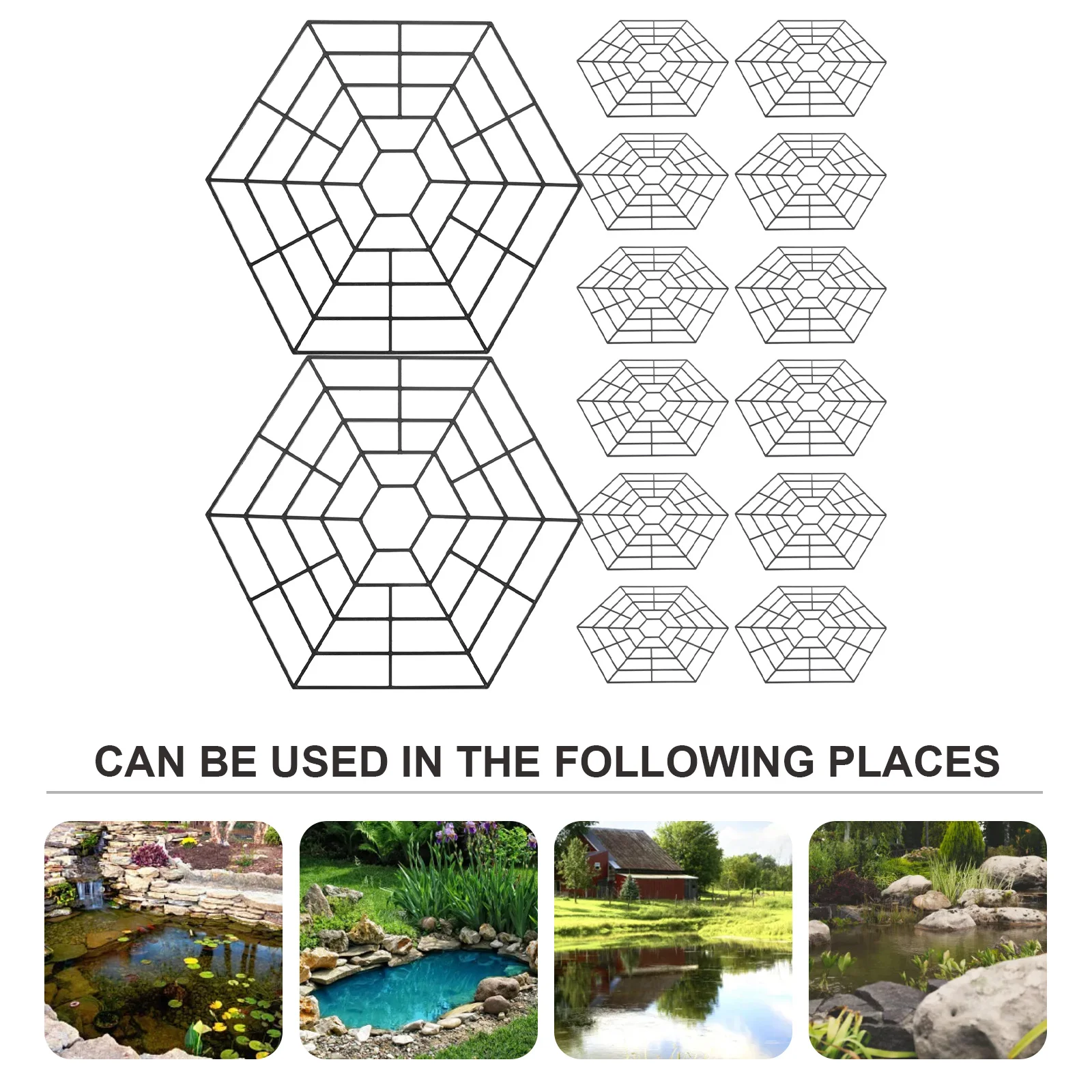 30 قطعة من شبكة حماية السمك، تصميم 6 زوايا لحماية برك الحديقة، غطاء مقاوم للماء من النايلون القوي #3