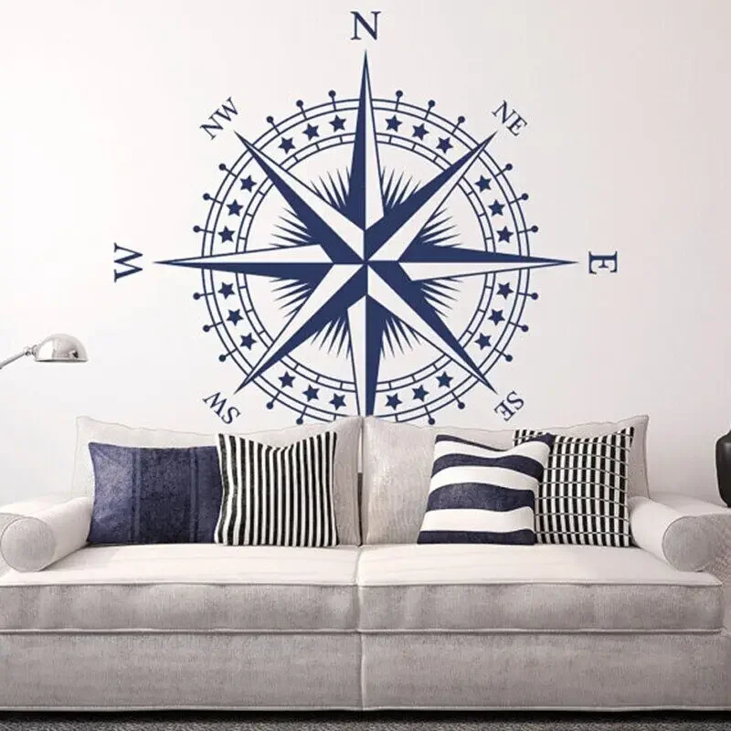 Art Poster Vinyl Wall Sticker Muraux Nautical Compass Rose Removeable Wall Decal Bedroom Livingroom Home Decoration ZX149