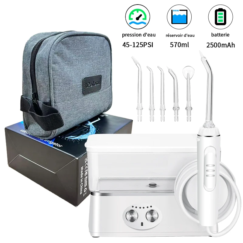 H2ofloss Irrigateur Buccal Portable de Table pour Dents, Irrigateur Oral, Jet d'Eau Dentaire Nettoyage Haute Pression et Lavage Buccal
