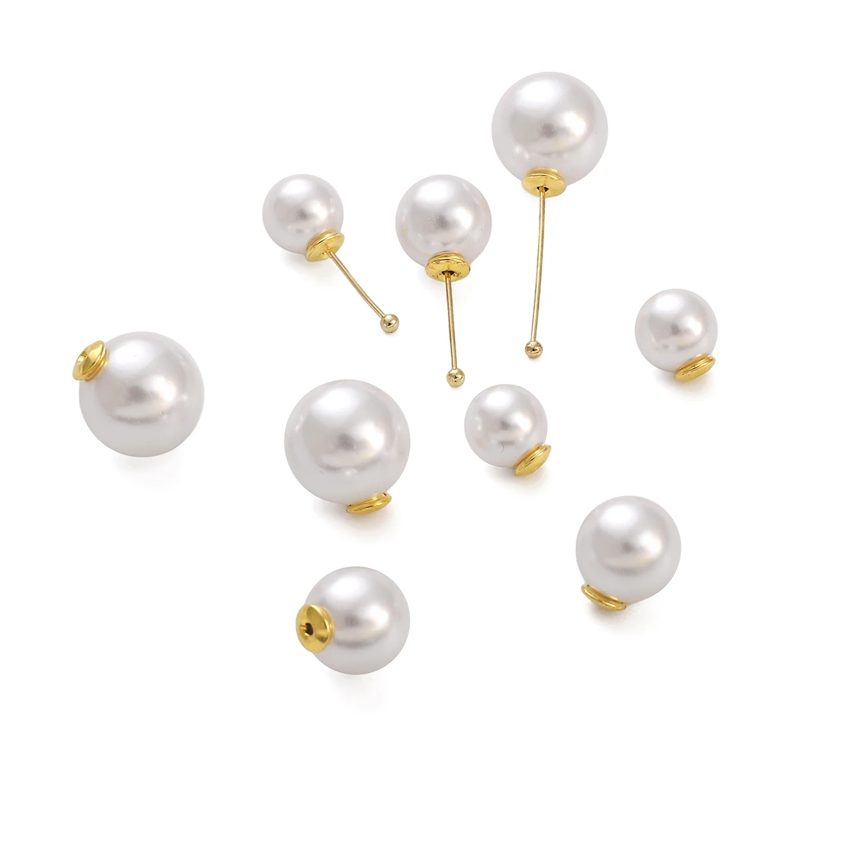 2pcs 8/10/12mm Bling Round Ball ABS Imitation Pearl Beads Stud Earring Back For Ear Jewelry Making Handmade Diy Earring Findings