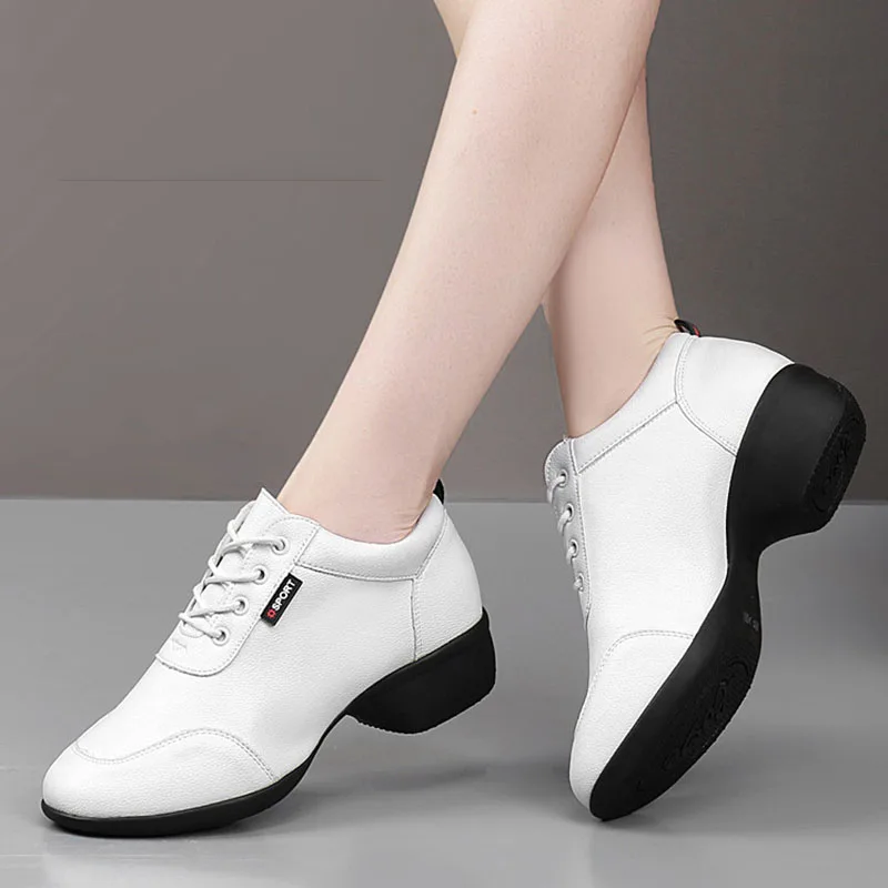 New Square Dance Shoes For Women Breathable Modern Dancing Shoes Anti Slip Height Increasing Jazz Commuting Shoes