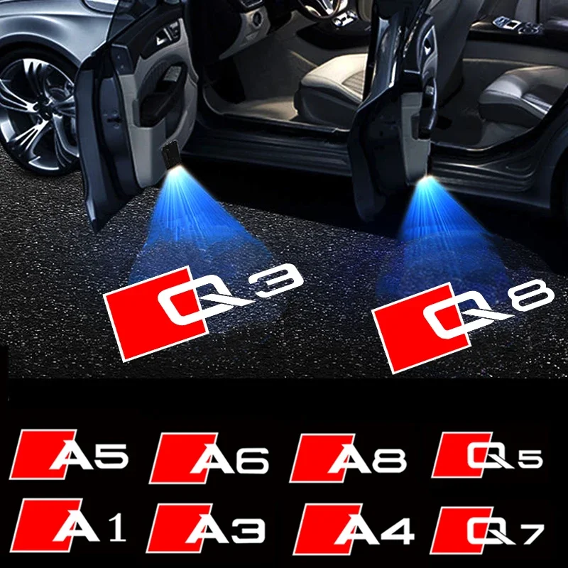 2pcs LED Car Door Shadow Courtesy Light for Audi A1 A3 A4 A4L A5 A6 A7 A8 Q3 Q5 Q5L Q7 Q8 Laser Projector Welcome Logo lamps