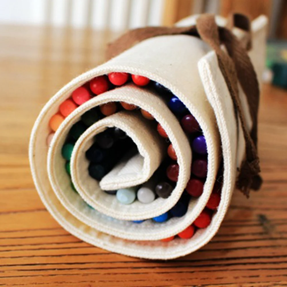 

36-Slot Canvas Pen Bag Lightweight Simple Style Pencil Pouch Pen Holder School Stationery Eco-Friendly