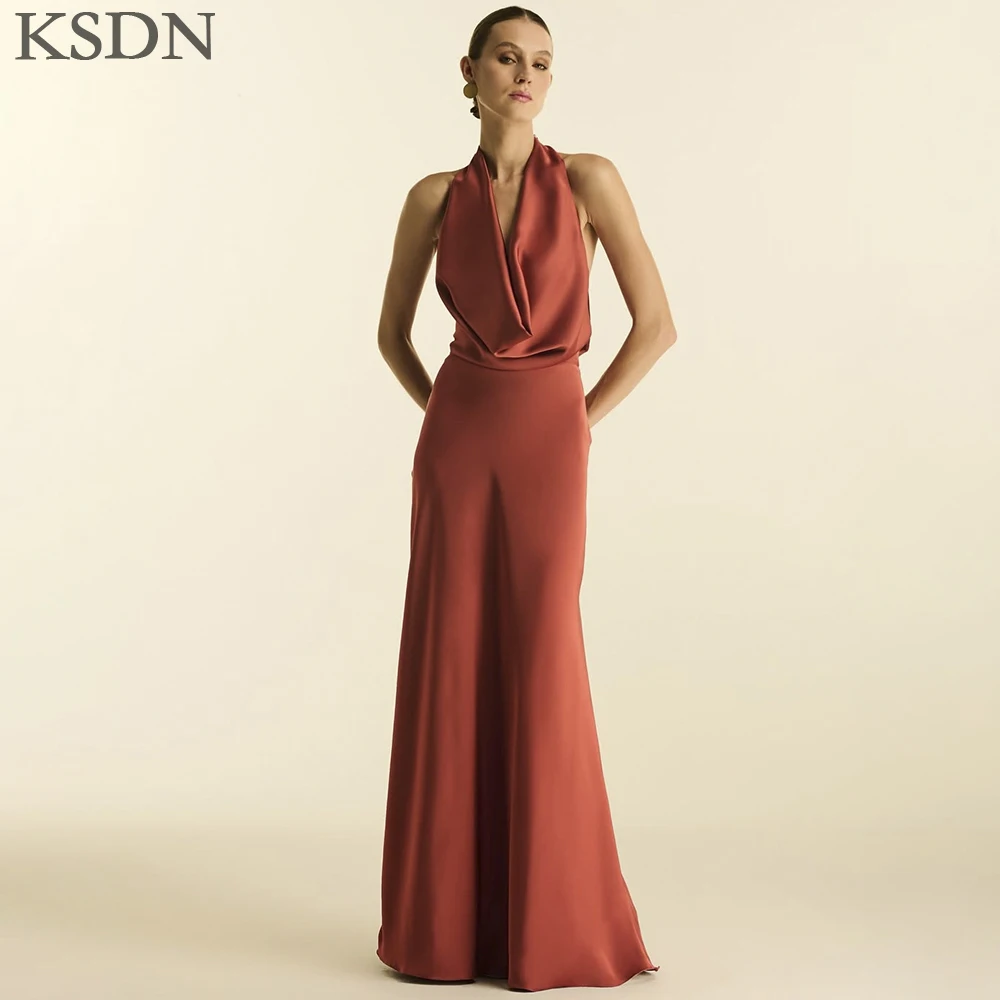 

KSDN Вечерние платья с бретелькой на шее Элегантные женские платья без рукавов со шлейфом для особых случаев Платье для выпускного вечера по индивидуальному заказу Vestidos